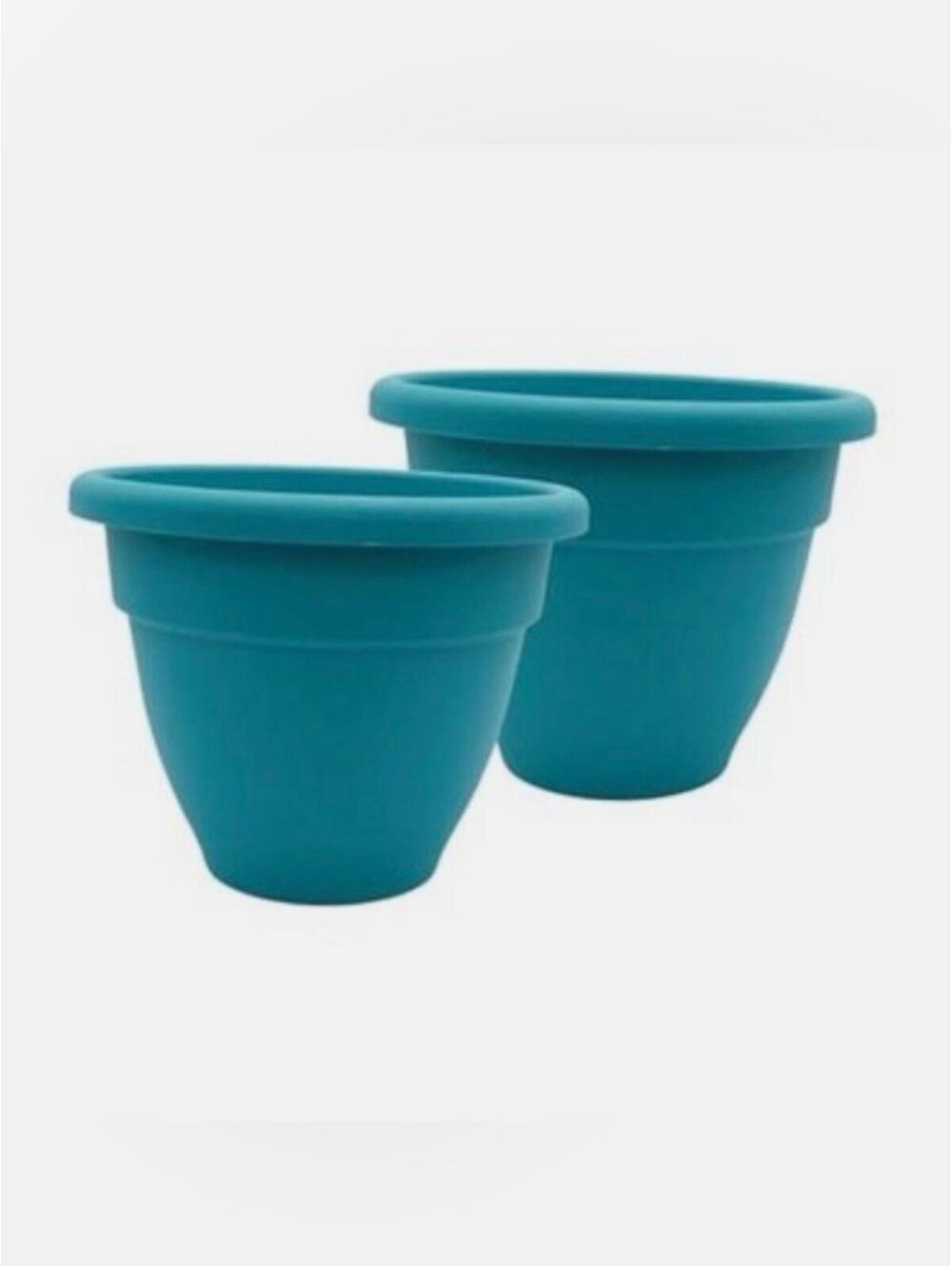 8in + 10in Plastic Planter Pots - Set of 2 / Dusty Teal